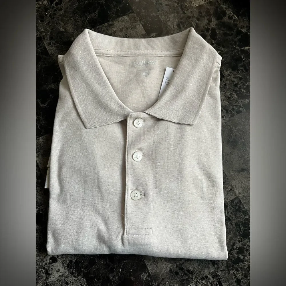 J Crew Men's Soft Touch Polo Shirt Cotton Classic Beige